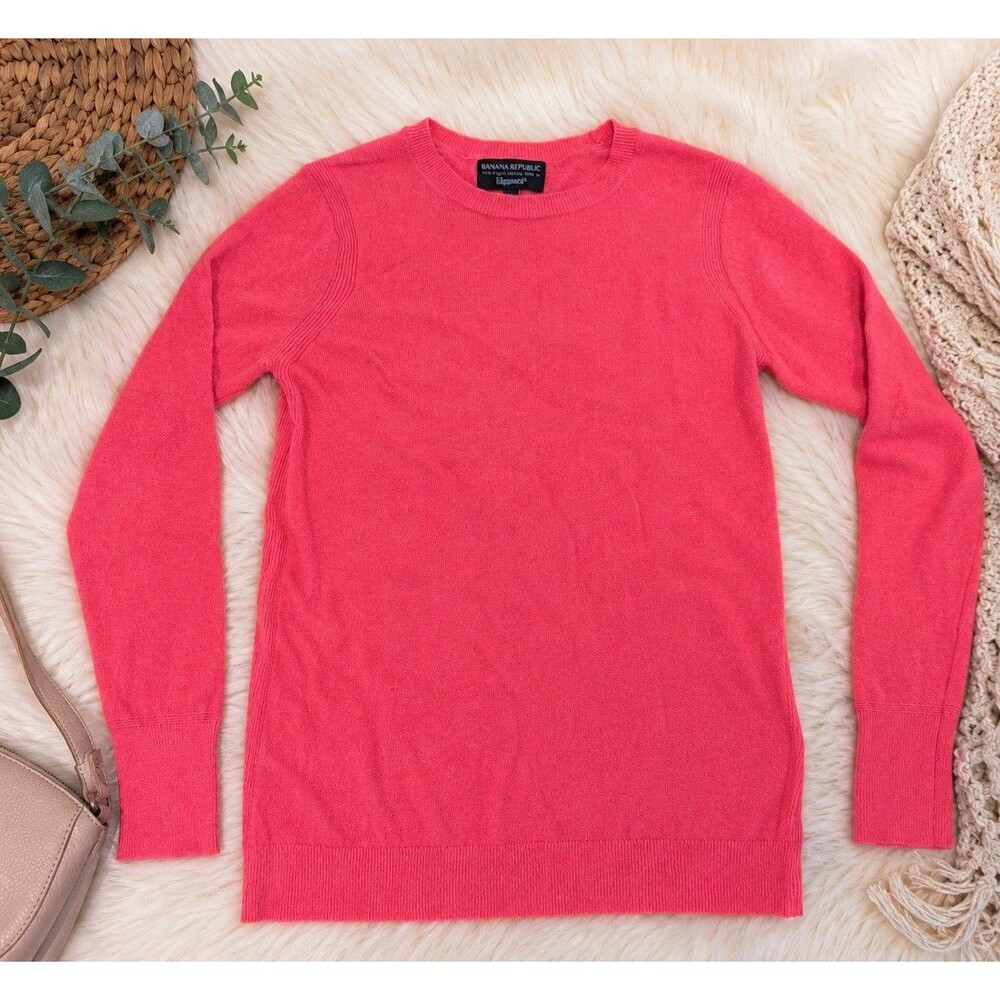Banana Republic Filpucci Womens S Pink Crewneck Barbiecore Sweater wool cashmere
